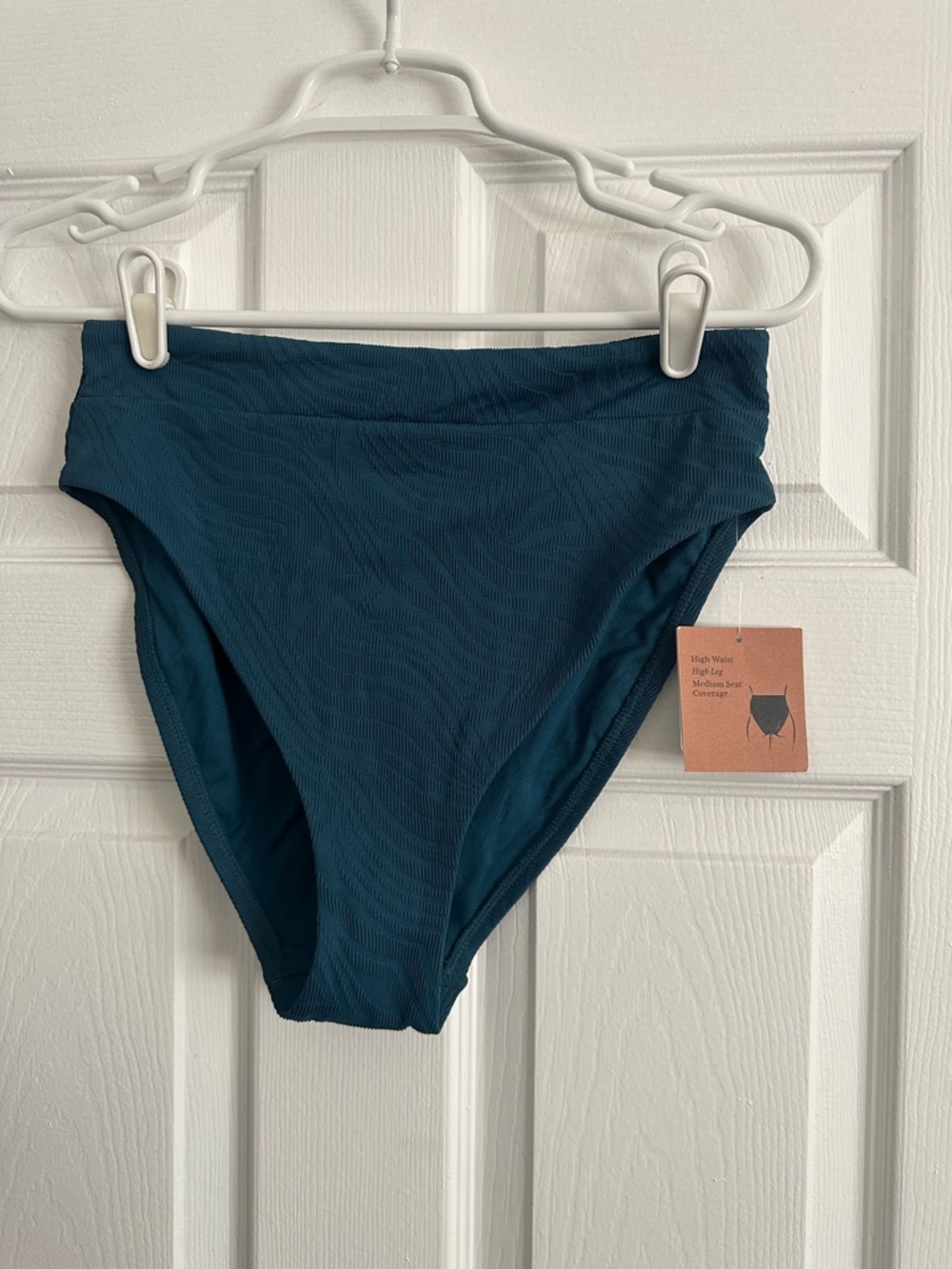 Shade & Shore Teal Textured High-Rise Swim Bottom